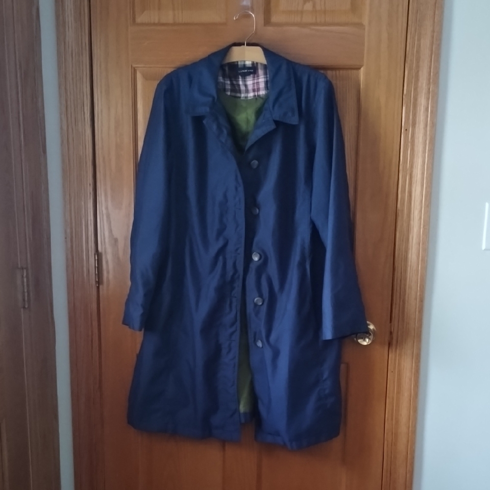 Lands' End Navy Blue Trench Coat